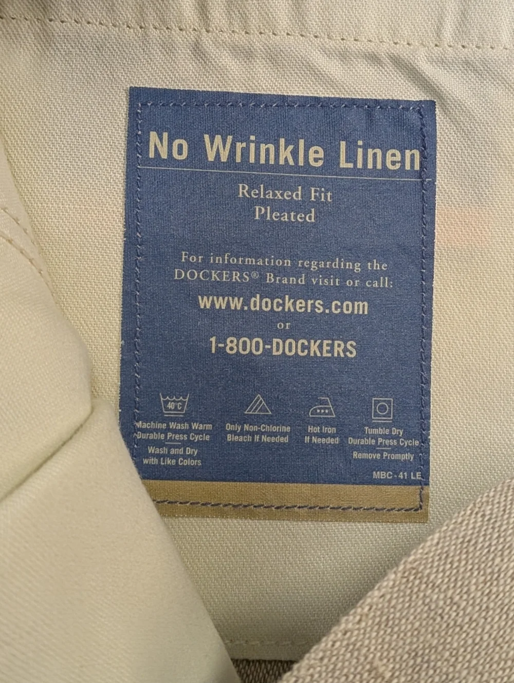 NEW* Dockers Linen & Cotton Light Cream Relaxed Fit Men's Pants Natural 34x30